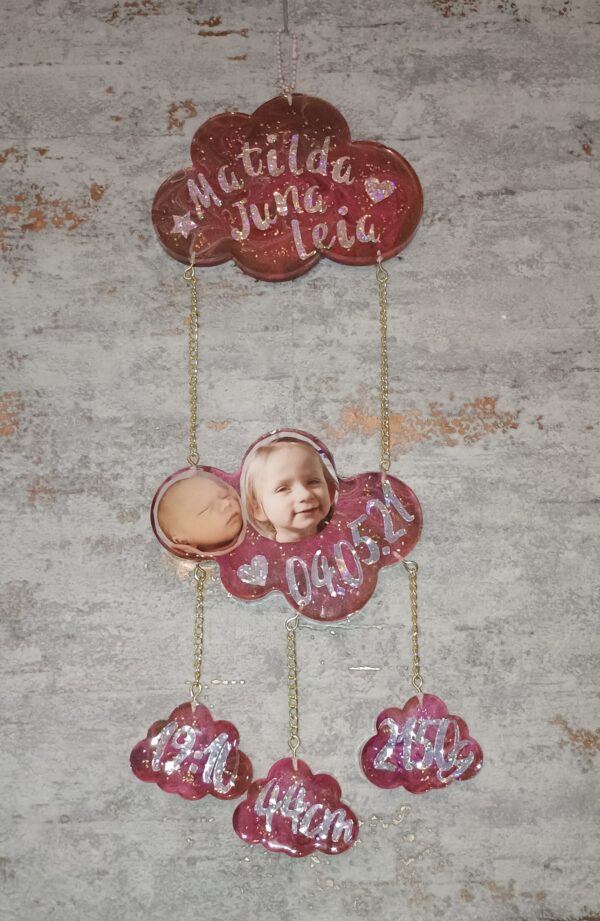 Baby Wolke - Unikat - Geburtstafel - Türschild – Bild 4