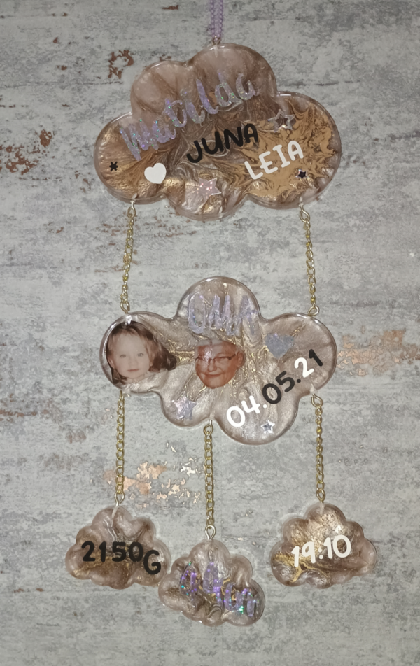 Baby Wolke - Unikat - Geburtstafel - Türschild – Bild 2